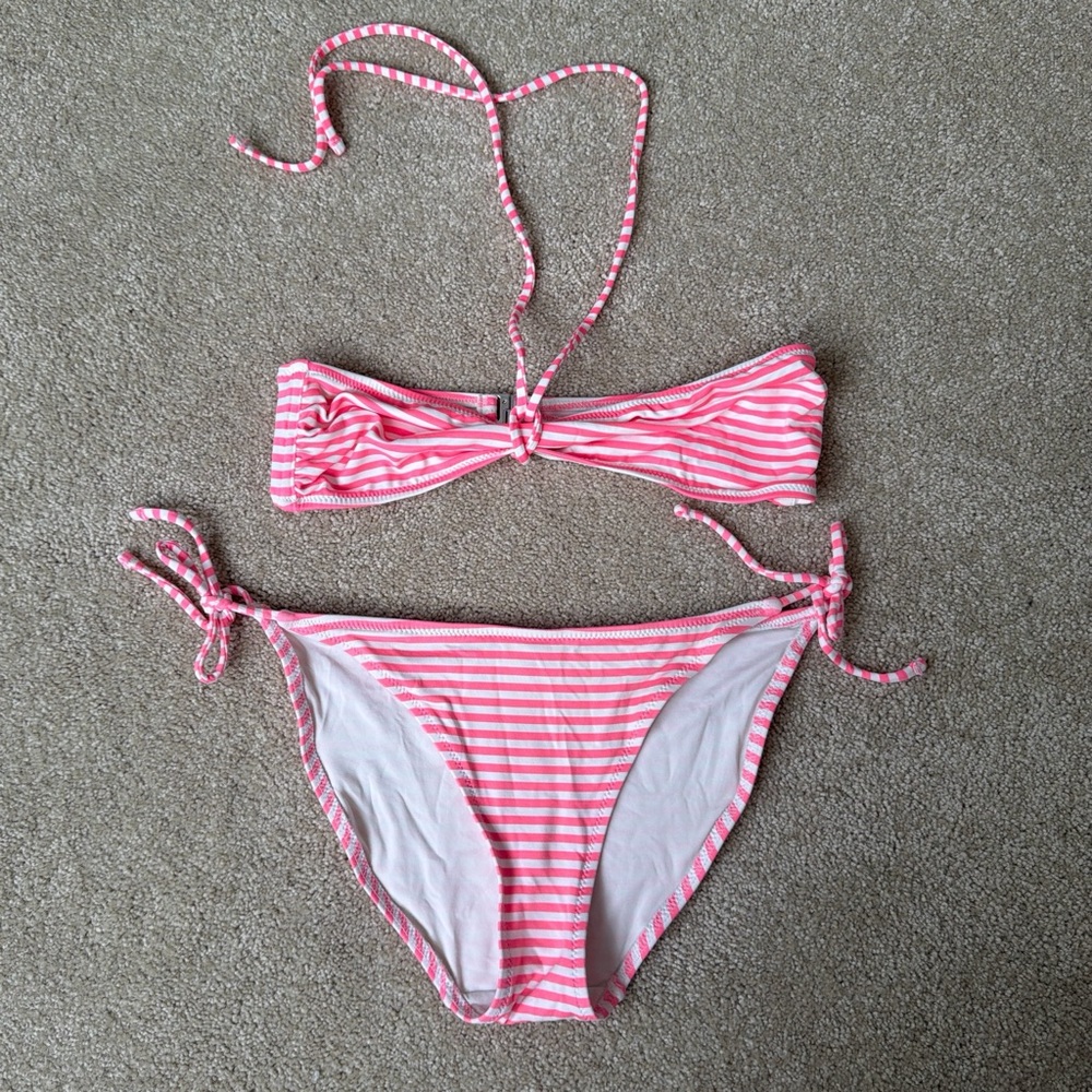 Topshop Pink and White Striped Bikini